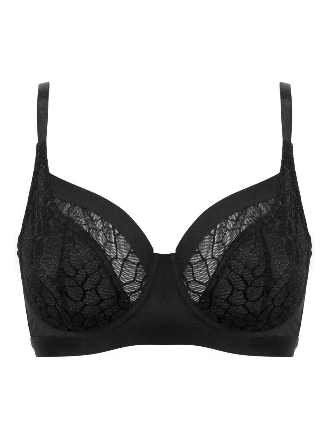Product image 6 of 7, which shows Pour Moi Geo Sculpt Non-Padded Full Cup Bra, Black, 32D