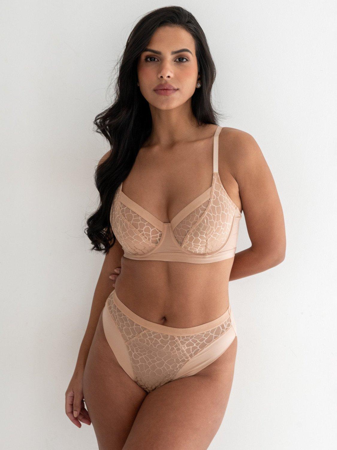 Product image 3 of 7, which shows Pour Moi Geo Sculpt Non-Padded Full Cup Bra, Toffee, 32D