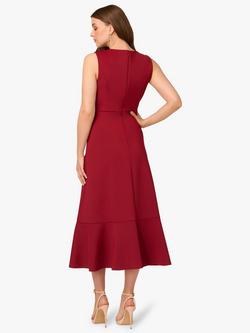 Adrianna Papell Knot Detail Sleeveless Scuba Dress, Crimson - view 2, Crimson