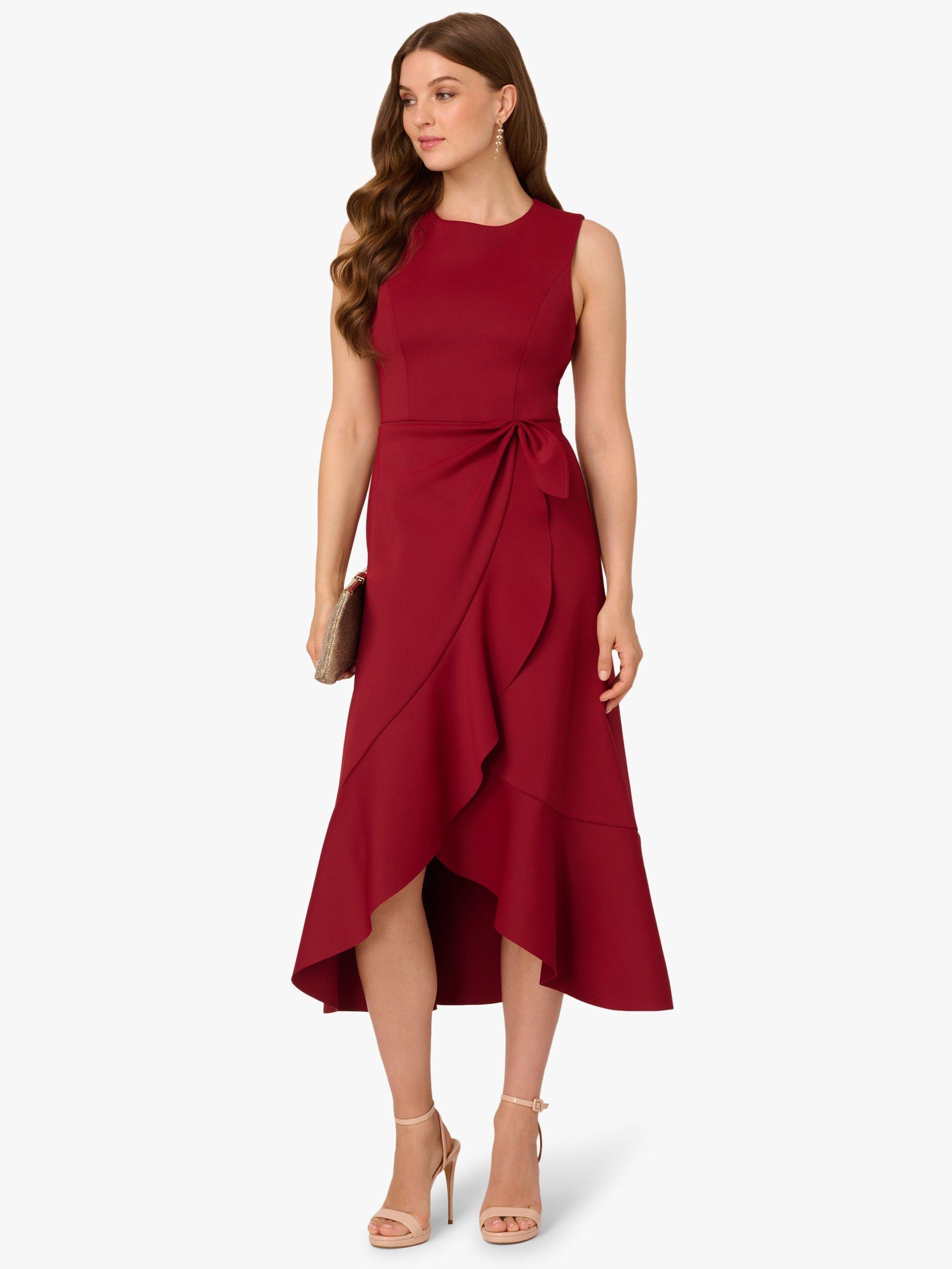 Product image 3 of 6, which shows Adrianna Papell Knot Detail Sleeveless Scuba Dress, Crimson, 6