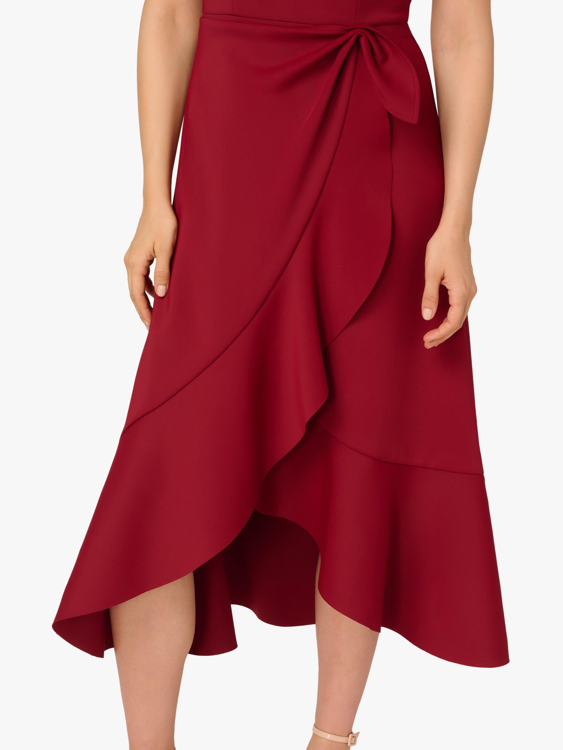 Product image 5 of 6, which shows Adrianna Papell Knot Detail Sleeveless Scuba Dress, Crimson, 6