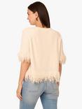 Adrianna Papell Fringe Trim Raglan Sleeve Jumper, Cream