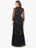 Adrianna Papell Floral Beaded Mesh Maxi Dress, Midnight/Multi