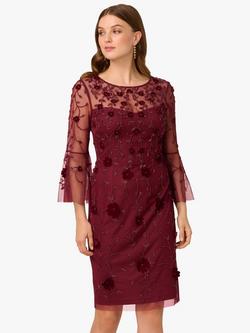 Adrianna Papell Beaded Velvet Sheath Dress, Mahogany, Mahogany