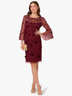 Adrianna Papell Beaded Velvet Sheath Dress, Mahogany - view 2, Mahogany