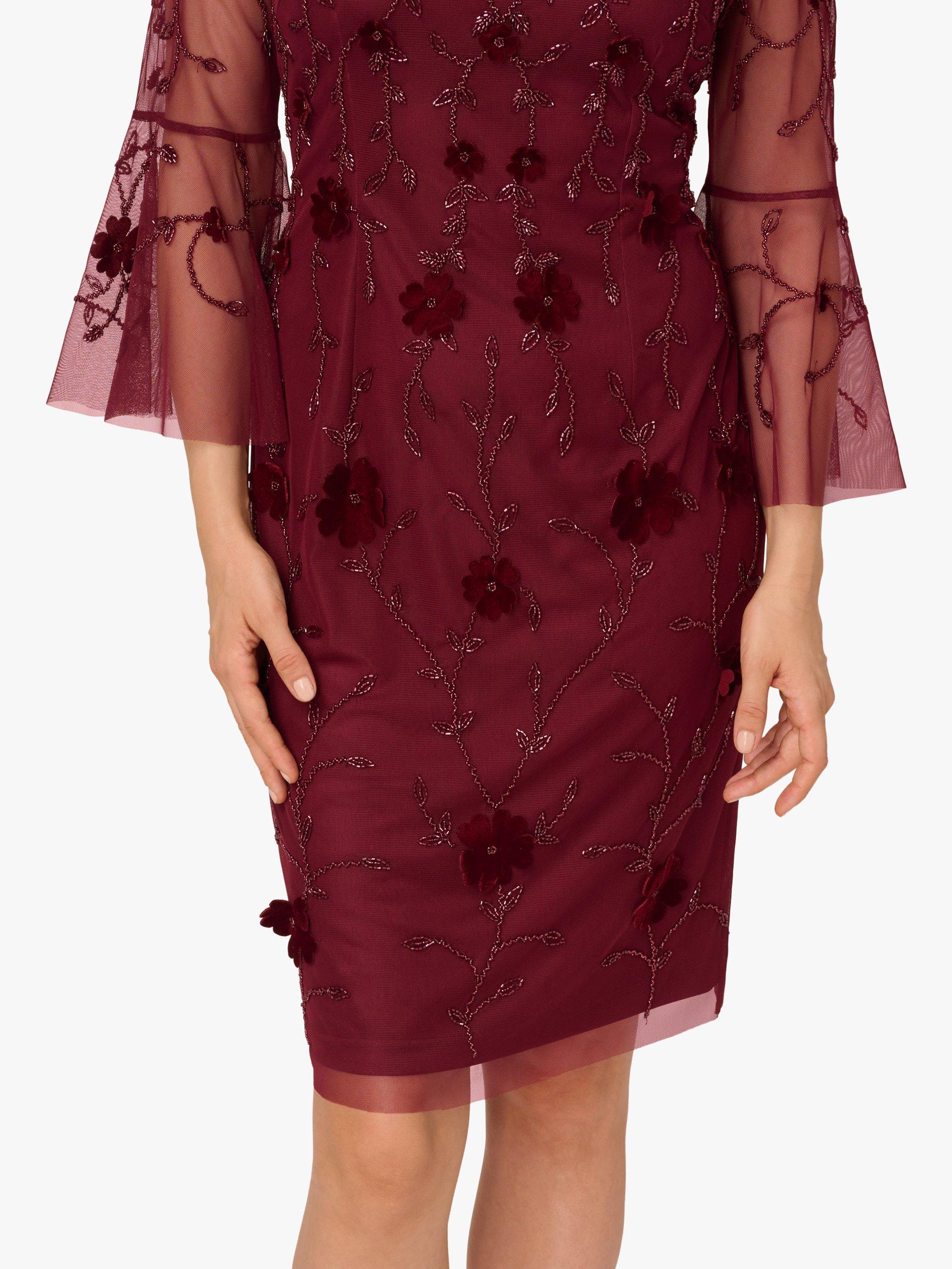 Product image 6 of 7, which shows Adrianna Papell Beaded Velvet Sheath Dress, Mahogany, 6