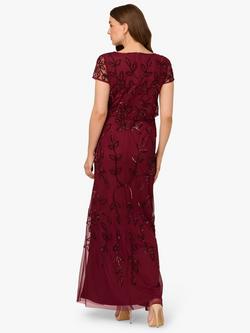 Adrianna Papell Blouson Beaded Maxi Dress, Mahogany - view 2, Mahogany