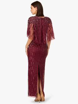 Adrianna Papell Cape Beaded Maxi Dress, Mahogany - view 2, Mahogany