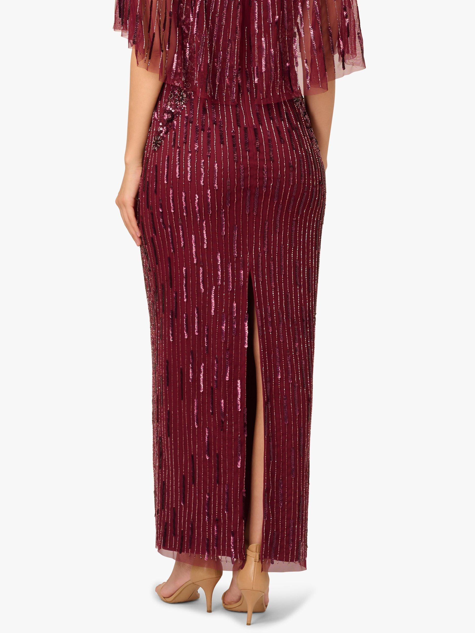 Product image 5 of 6, which shows Adrianna Papell Cape Beaded Maxi Dress, Mahogany, 6