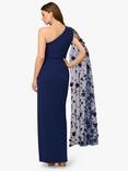 Adrianna Papell Crepe One Shoulder Maxi Dress, Navy
