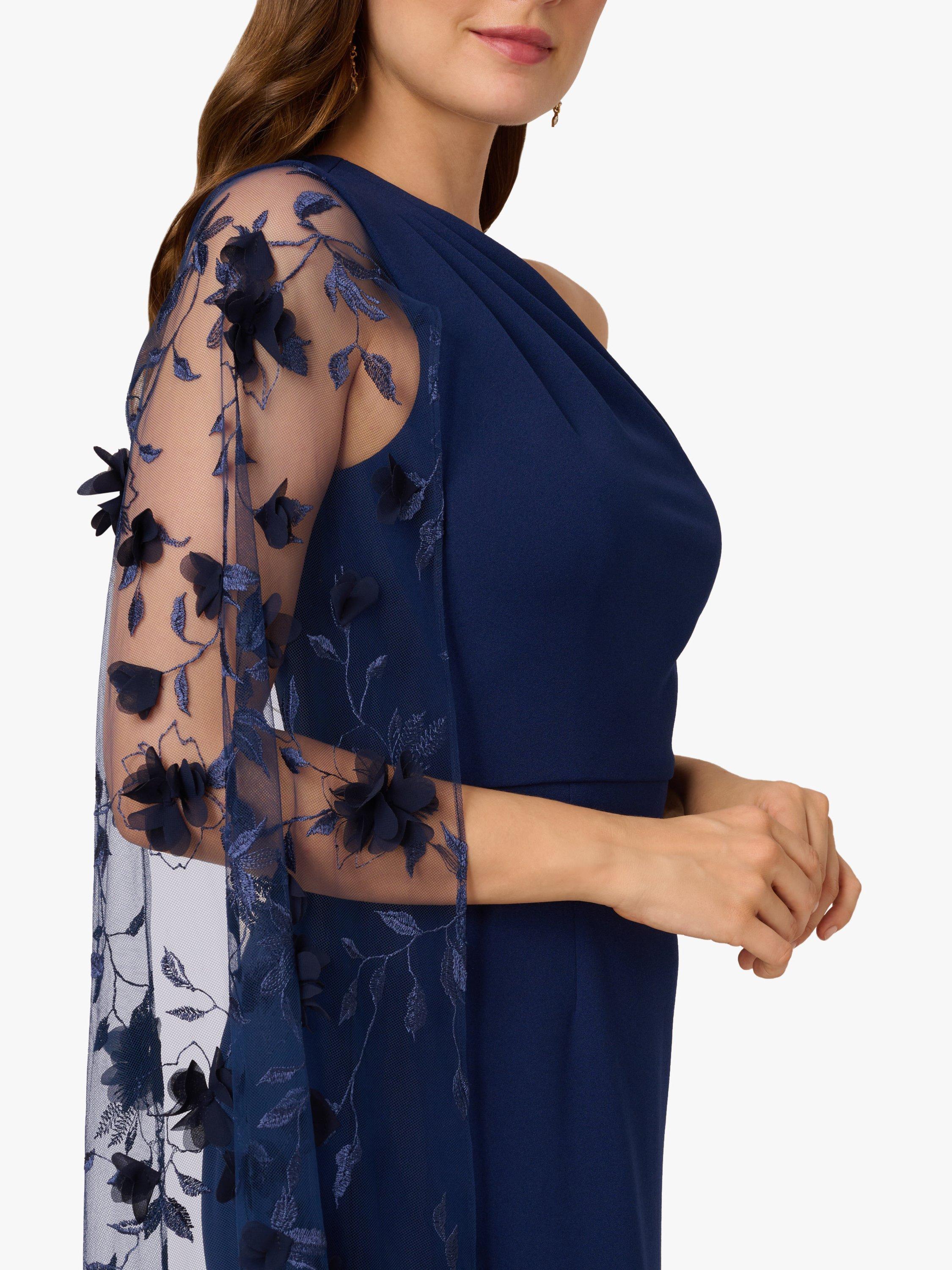 Adrianna Papell | Dresses | Adrianna Papell One Shoulder Beaded Gown With Mermaid Skirt In Deep Blue 658f54edf8c5da17d3c89cfb