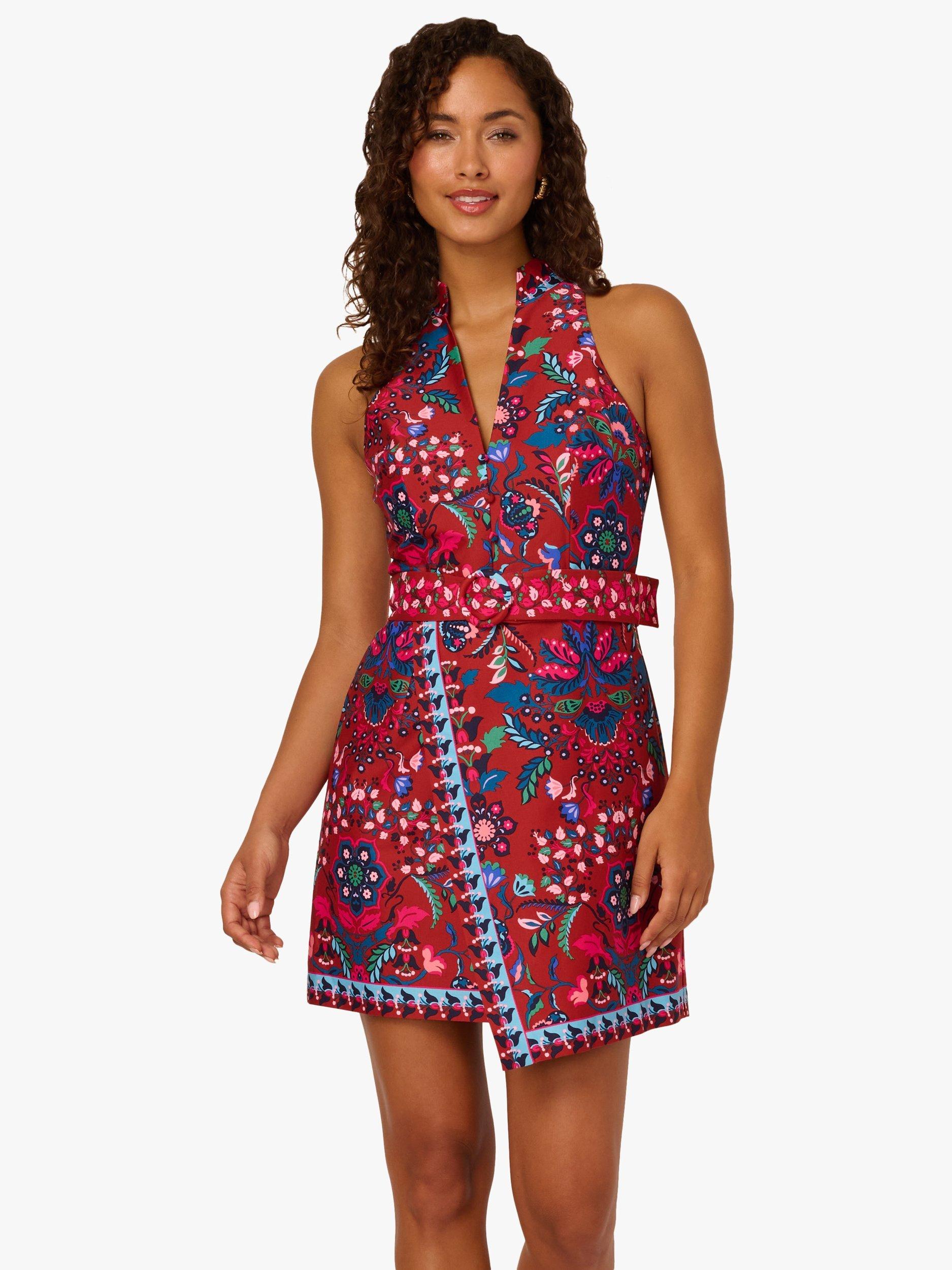 Product image 1 of 7, which shows Adrianna by Adrianna Papell Floral Faux Wrap Dress, Brown/Multi, 6