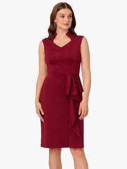 Adrianna Papell Ruffle Scuba Sleeveless Dress, Crimson Haze, Crimson Haze
