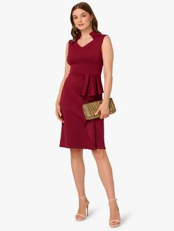 Adrianna Papell Ruffle Scuba Sleeveless Dress, Crimson Haze - view 2, Crimson Haze