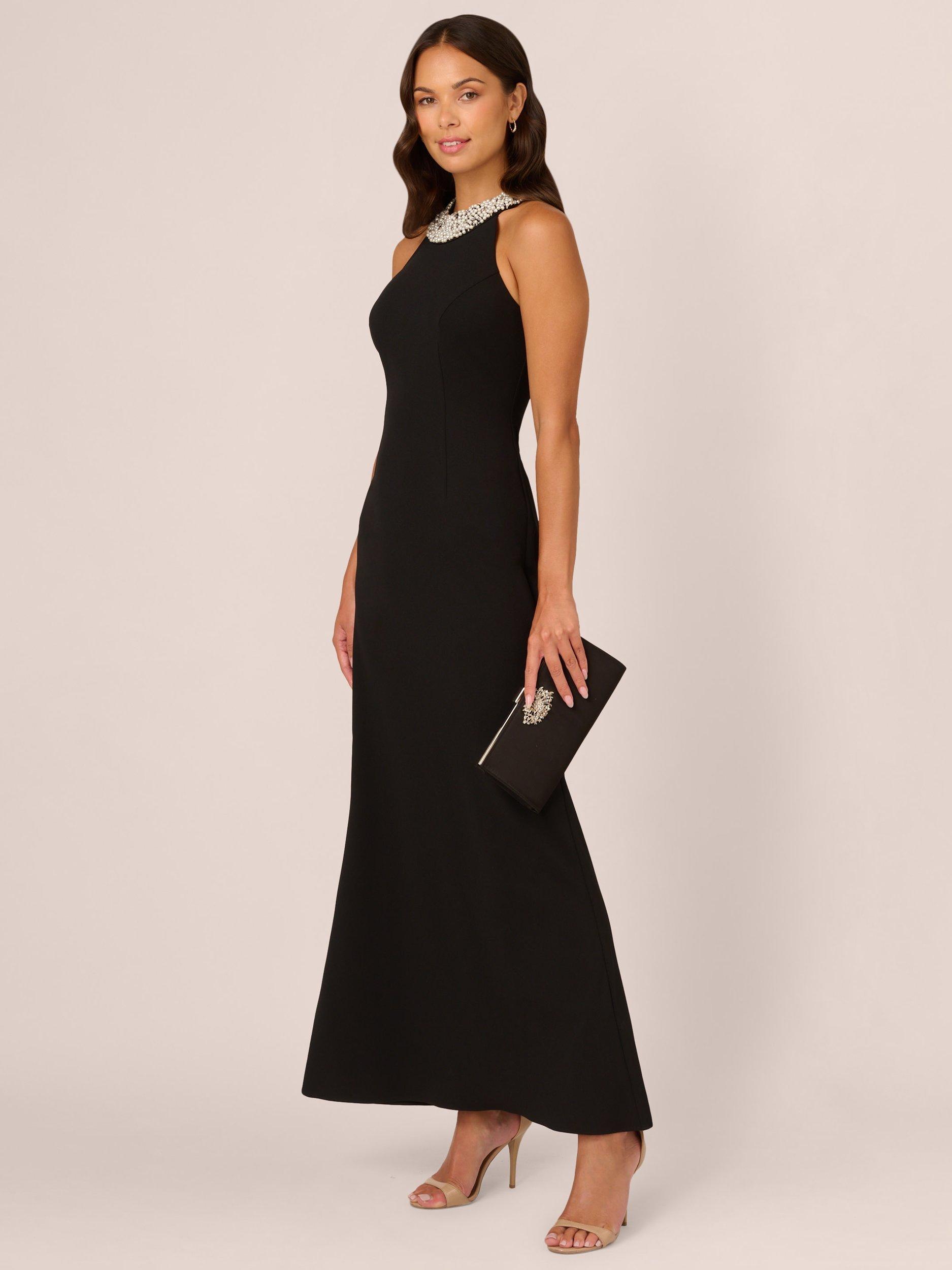 Product image 3 of 6, which shows Adrianna Papell Studio Faux Pearl Neckline Dress, Black, 6