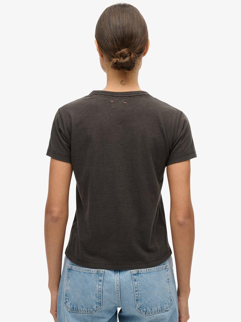 Product image 2 of 6, which shows Superdry Athletic Essentials Graphic Fitted T-Shirt, Bison Black Slub, 14