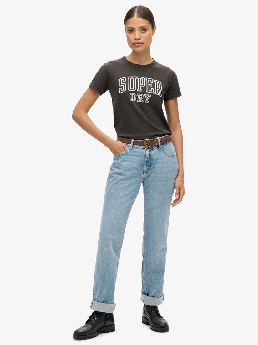 Product image 3 of 6, which shows Superdry Athletic Essentials Graphic Fitted T-Shirt, Bison Black Slub, 14