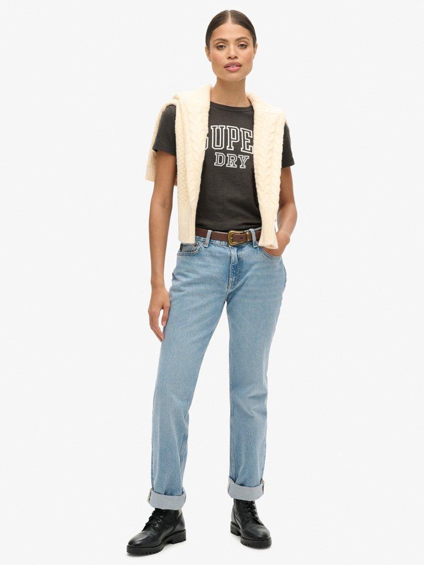 Product image 5 of 6, which shows Superdry Athletic Essentials Graphic Fitted T-Shirt, Bison Black Slub, 14