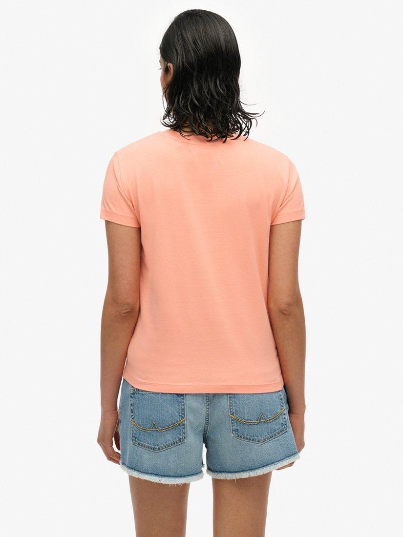 Product image 2 of 5, which shows Superdry Sport Luxe Fitted T-Shirt, Peach Amber Pink, 6