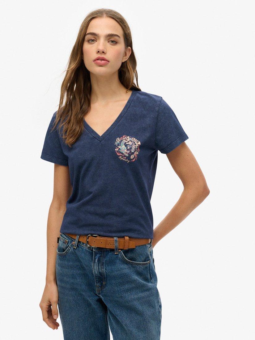 Superdry Suika Metallic Relaxed T-Shirt, Rich Navy