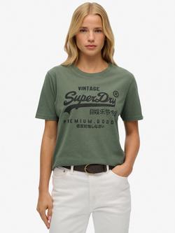 Superdry Embellished Graphic T-Shirt, Thyme Green, Thyme Green