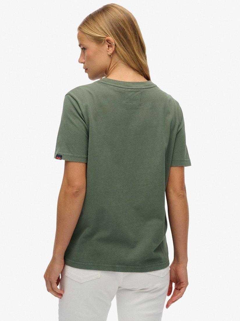 Product image 2 of 5, which shows Superdry Embellished Graphic T-Shirt, Thyme Green, 6