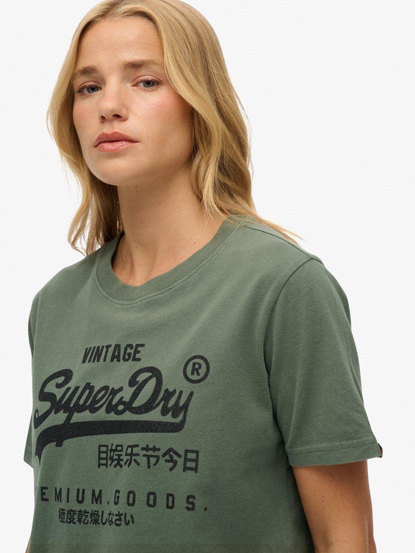 Product image 4 of 5, which shows Superdry Embellished Graphic T-Shirt, Thyme Green, 6