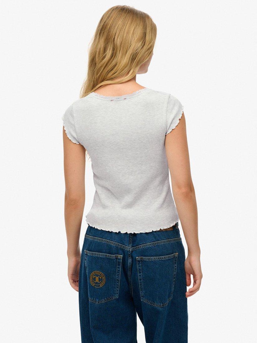 Product image 2 of 4, which shows Superdry Essential Square Neck T-Shirt, Glacier Grey Marl, 6