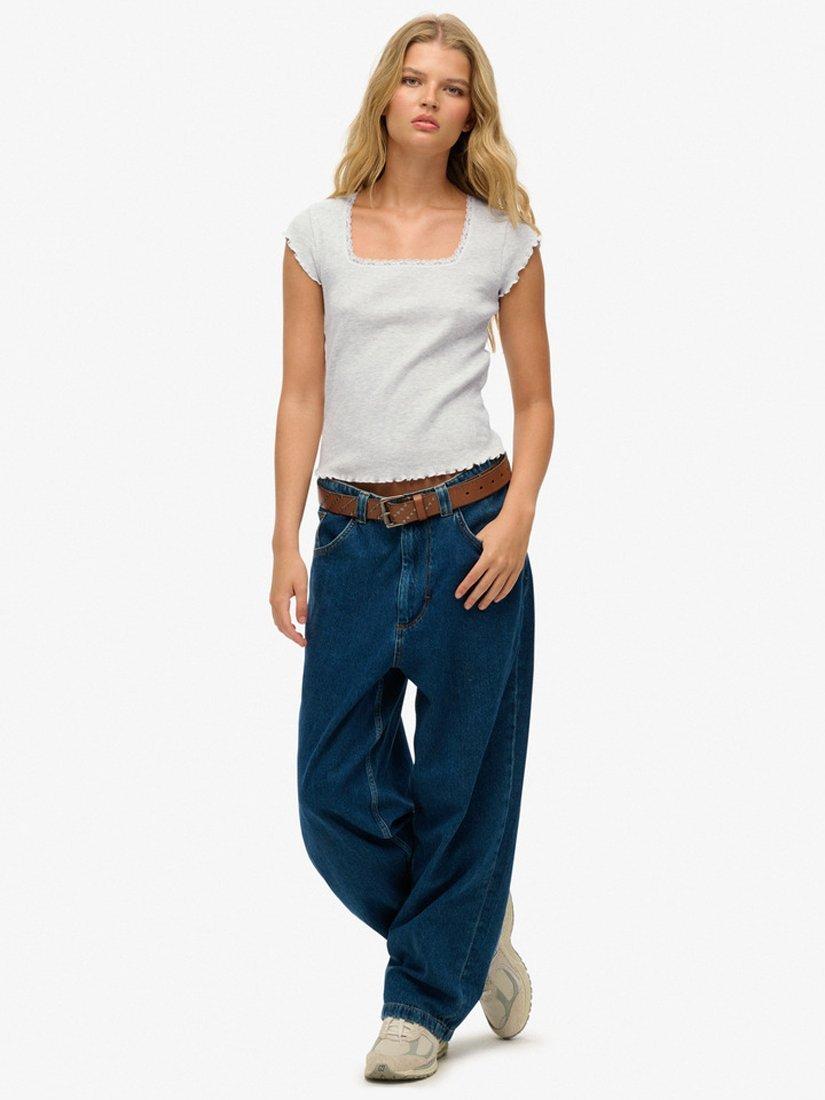 Product image 3 of 4, which shows Superdry Essential Square Neck T-Shirt, Glacier Grey Marl, 6