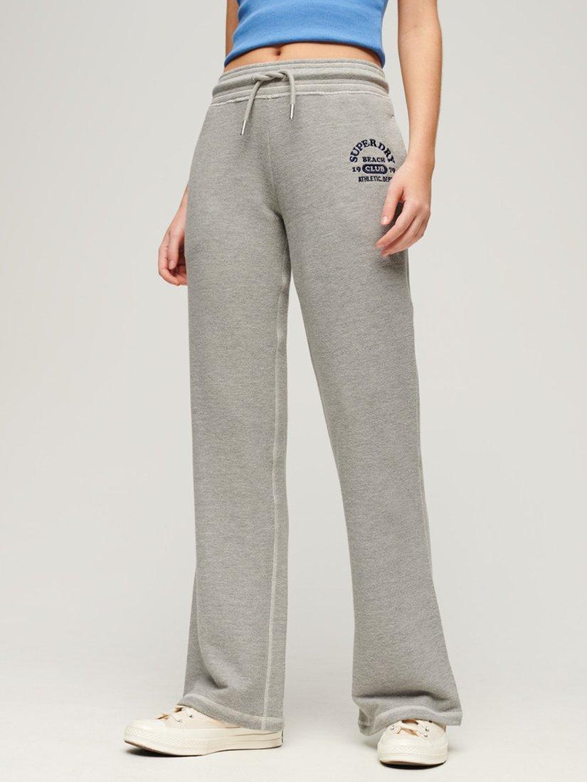 Superdry Athletic Essentials Low Rise Flare Joggers, Grey Marl