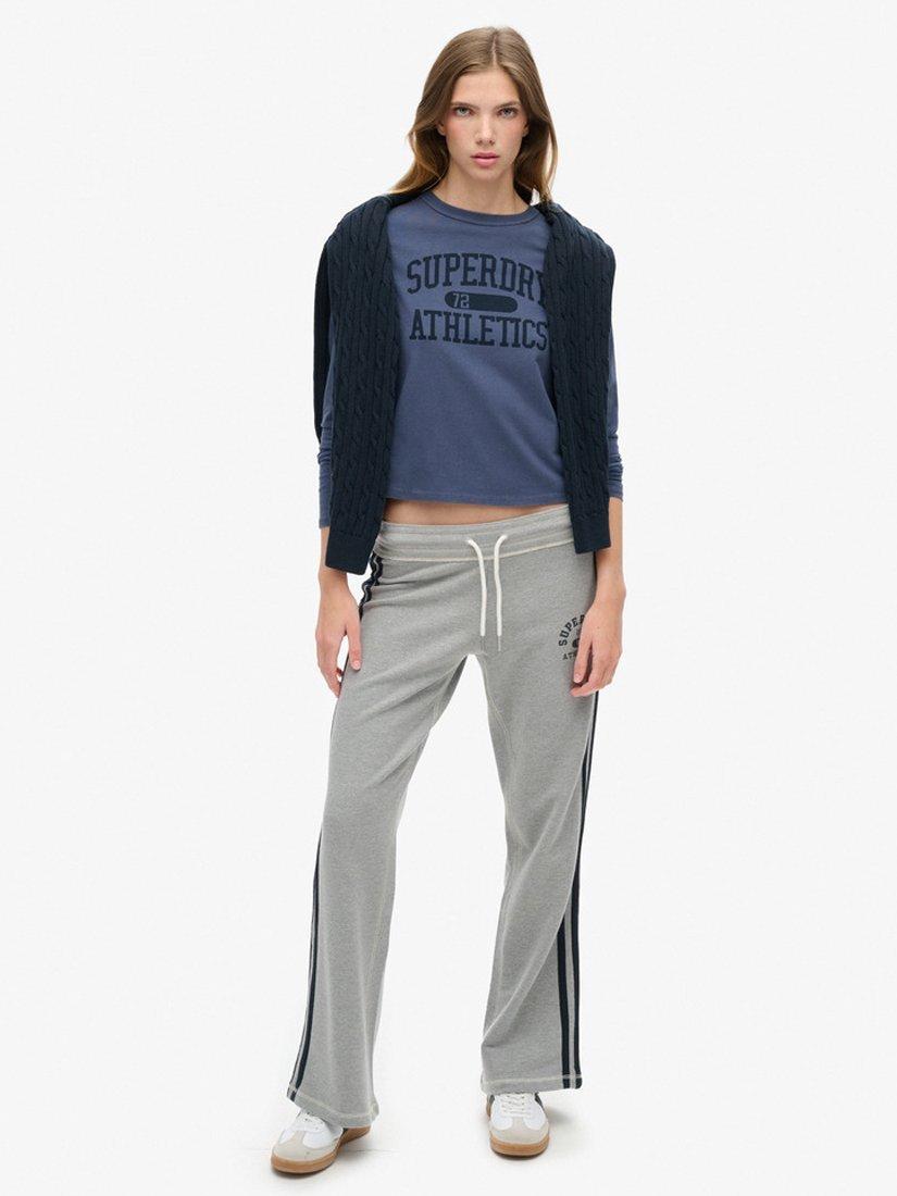 Product image 1 of 7, which shows Superdry Athletic Essentials Stripe Flare Joggers, Grey Marl, 6