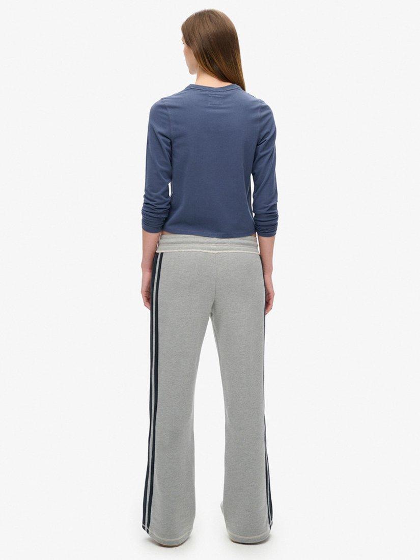 Product image 2 of 7, which shows Superdry Athletic Essentials Stripe Flare Joggers, Grey Marl, 6
