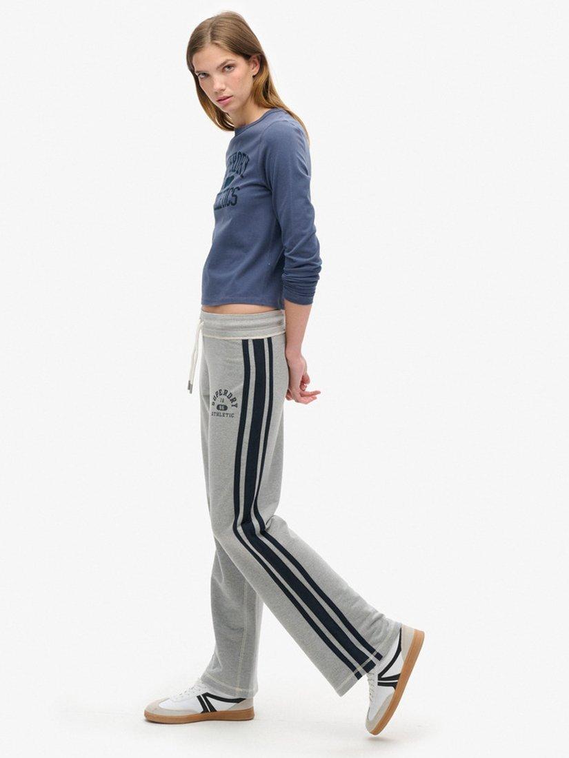 Product image 3 of 7, which shows Superdry Athletic Essentials Stripe Flare Joggers, Grey Marl, 6