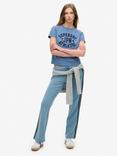 Superdry Athletic Essentials Stripe Flared Joggers, Wedgewood Blue Marl