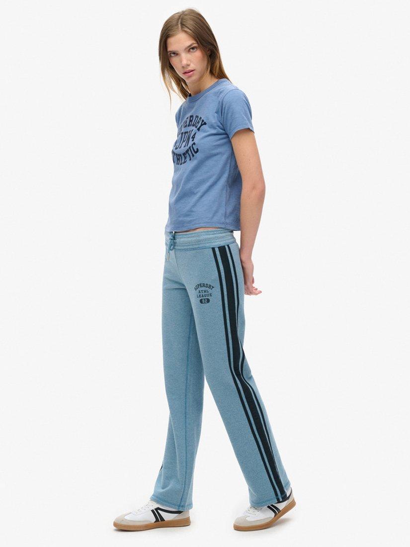 Product image 3 of 6, which shows Superdry Athletic Essentials Stripe Flared Joggers, Wedgewood Blue Marl, 6