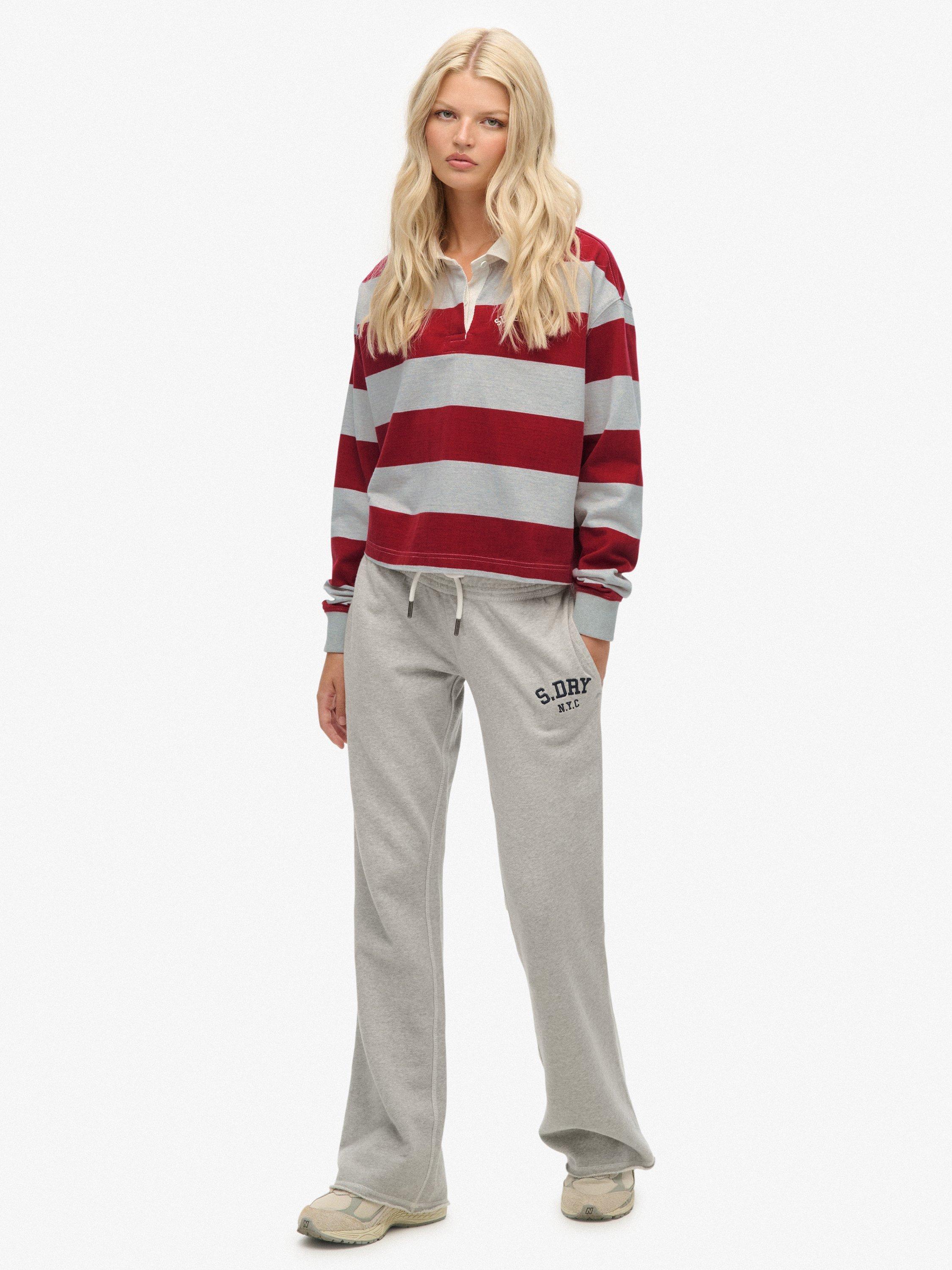 Product image 1 of 7, which shows Superdry Athletic Embroidered Flare Joggers, Grey Marl, 6