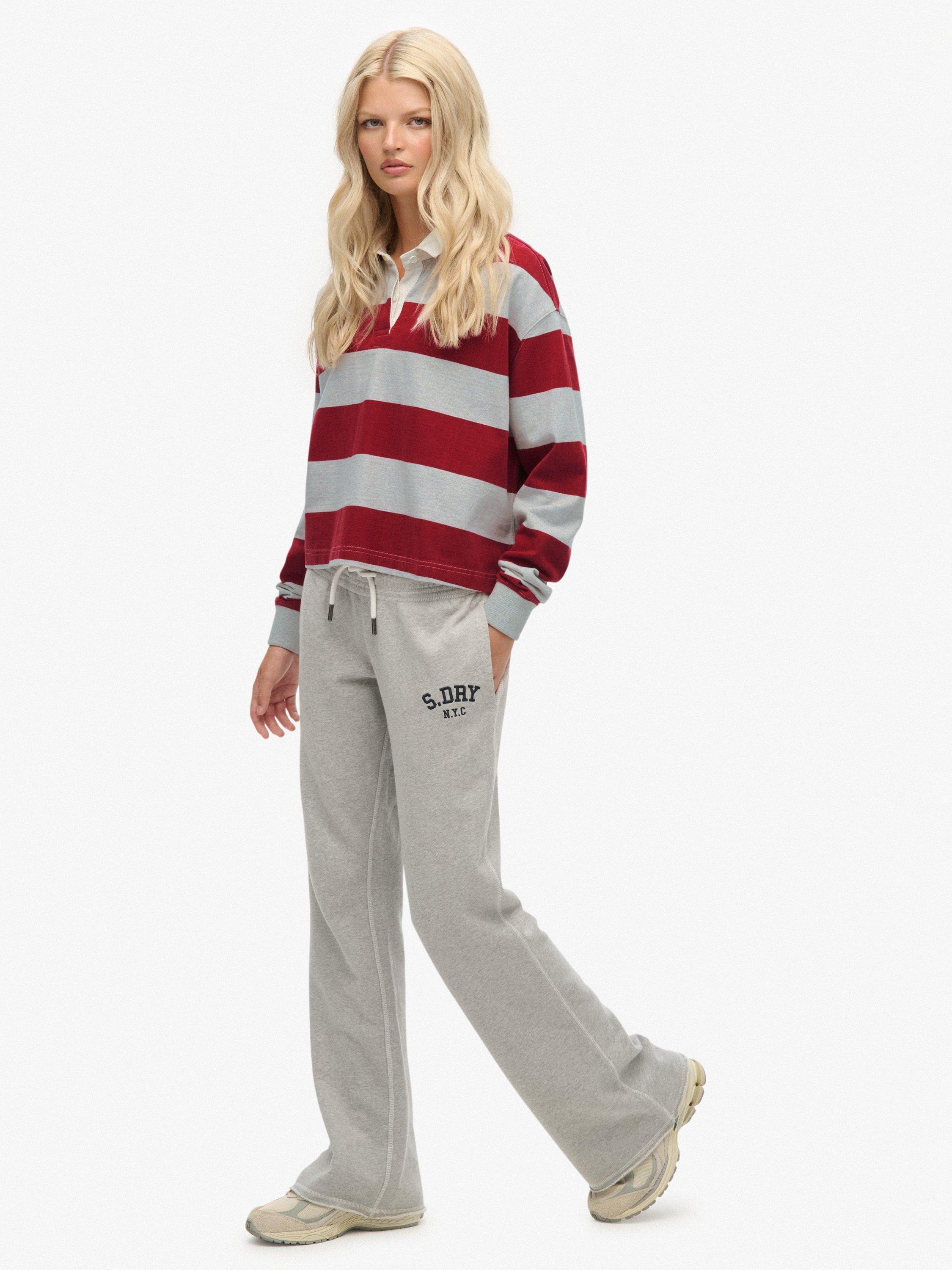 Product image 3 of 7, which shows Superdry Athletic Embroidered Flare Joggers, Grey Marl, 6