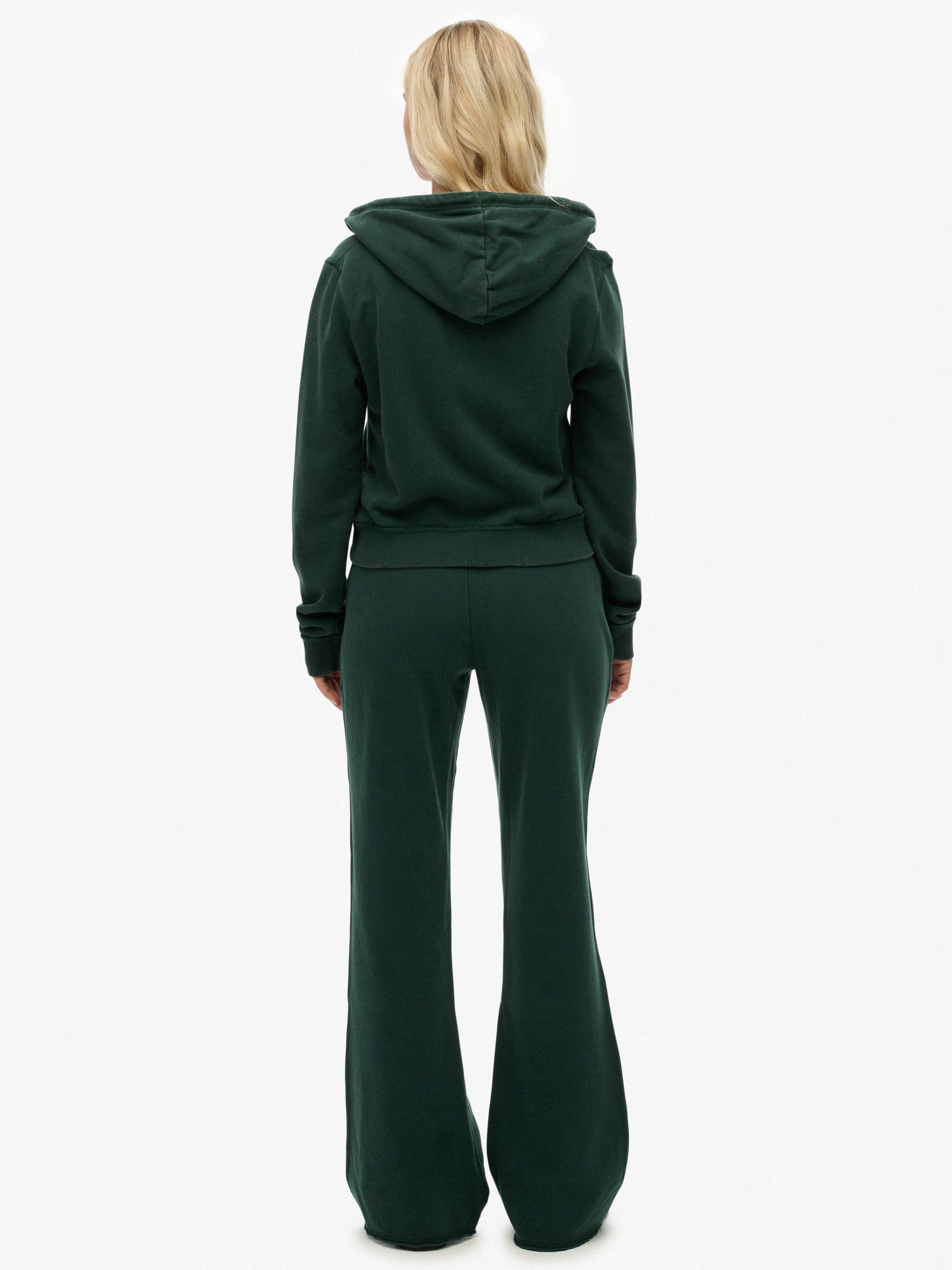 Product image 2 of 7, which shows Superdry Athletic Embroidered Flare Joggers, Enamel Green, 6