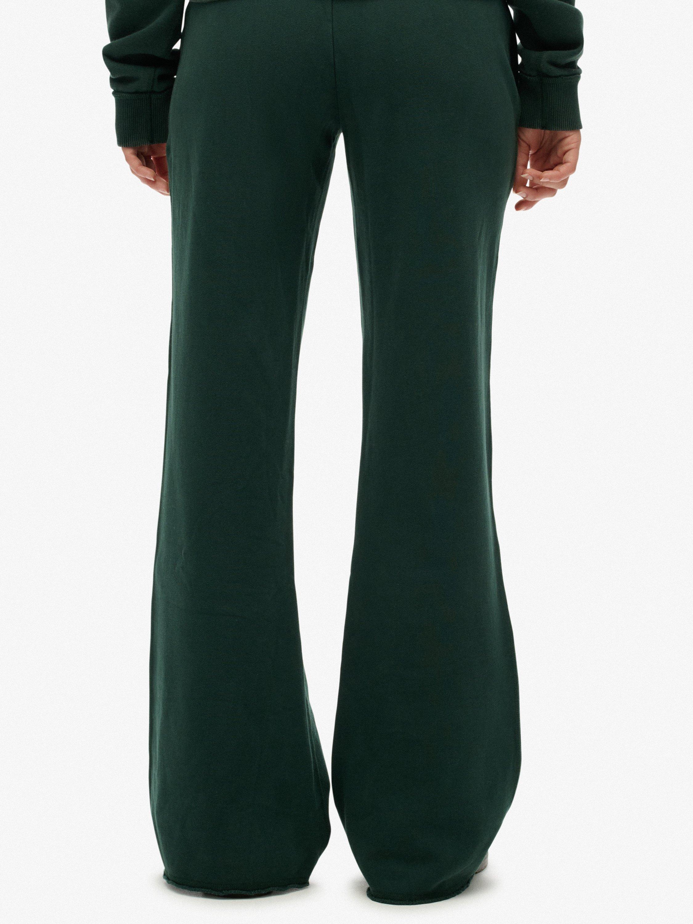 Product image 4 of 7, which shows Superdry Athletic Embroidered Flare Joggers, Enamel Green, 6