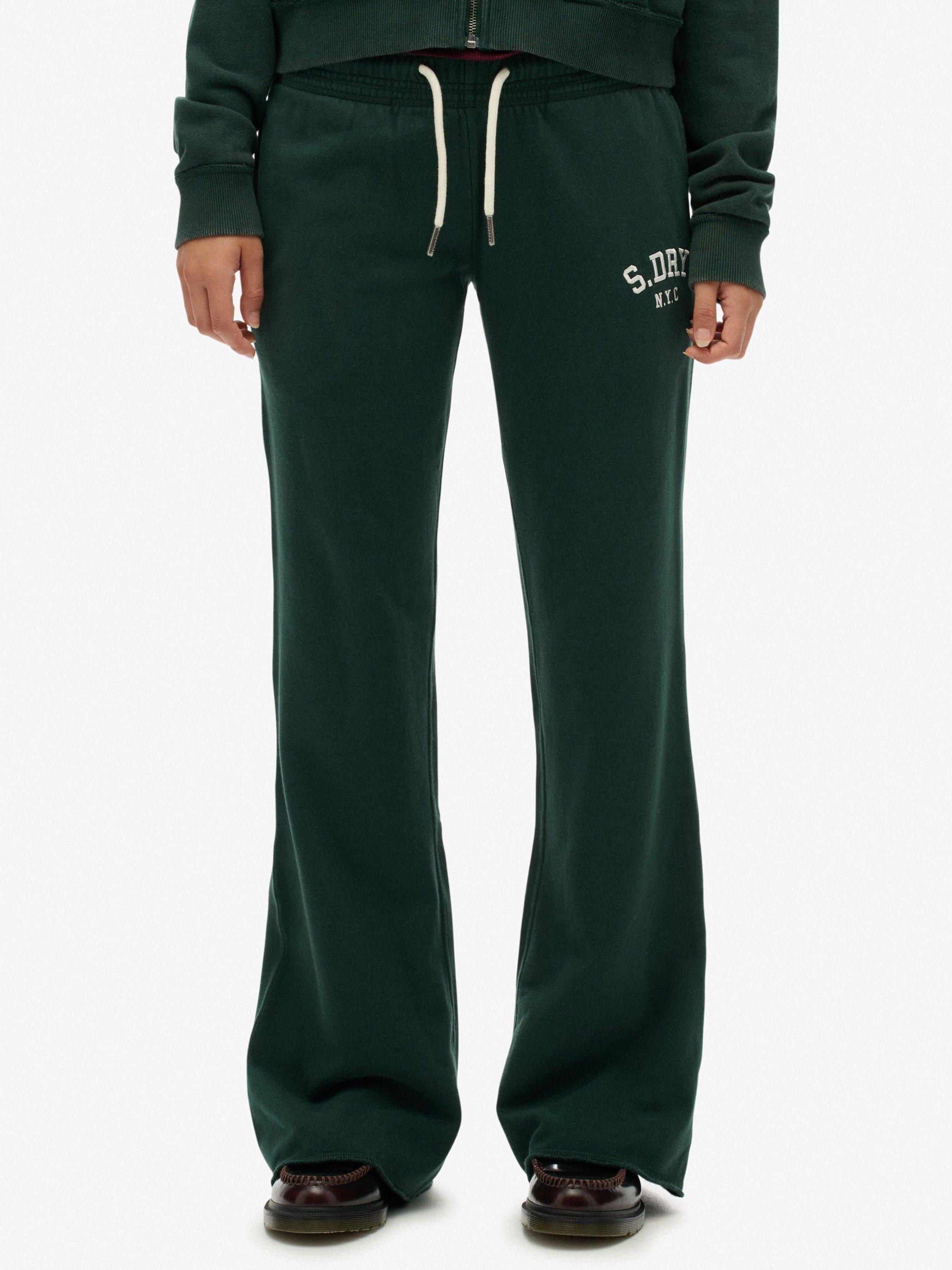 Product image 5 of 7, which shows Superdry Athletic Embroidered Flare Joggers, Enamel Green, 6