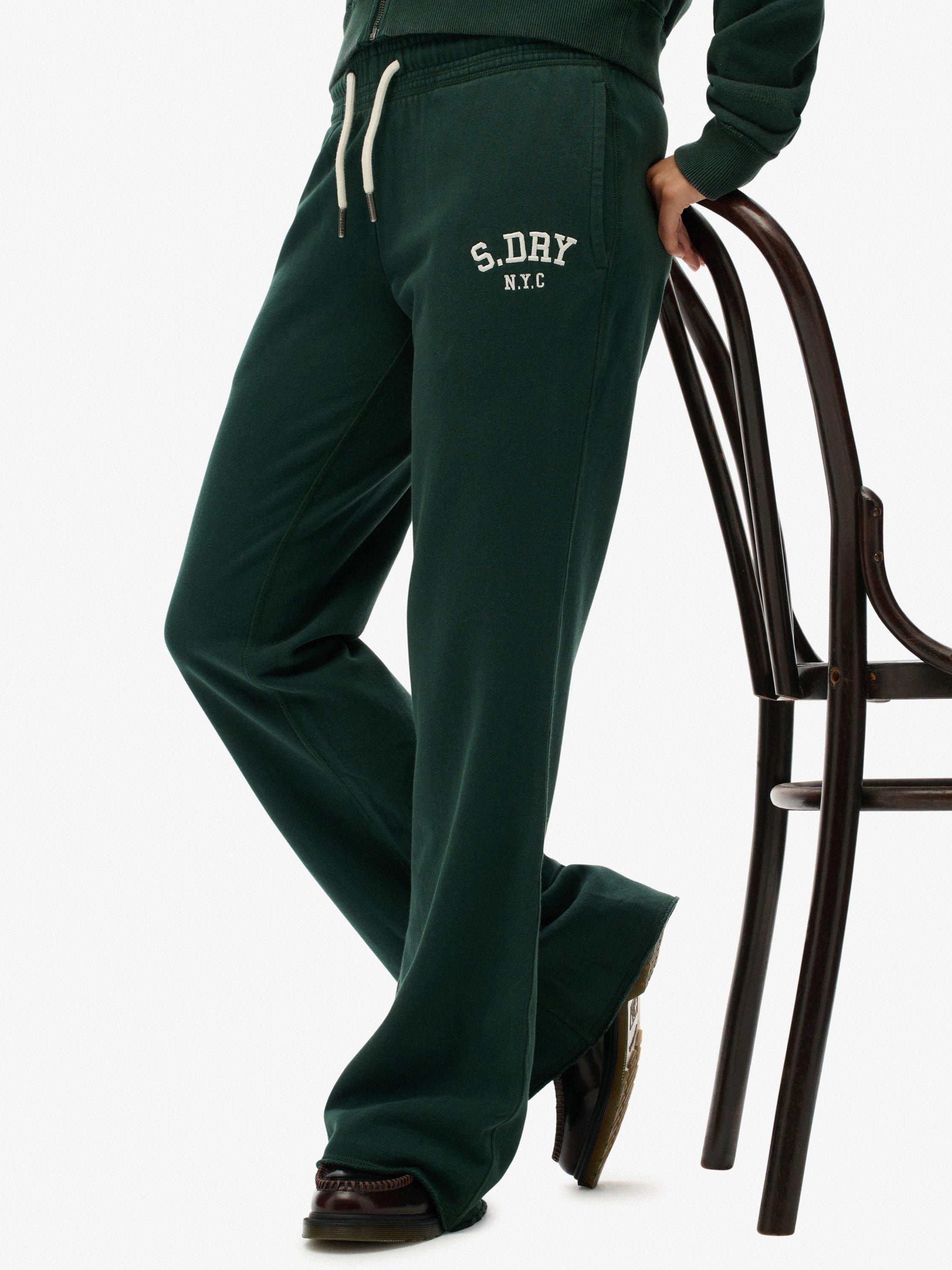 Product image 6 of 7, which shows Superdry Athletic Embroidered Flare Joggers, Enamel Green, 6
