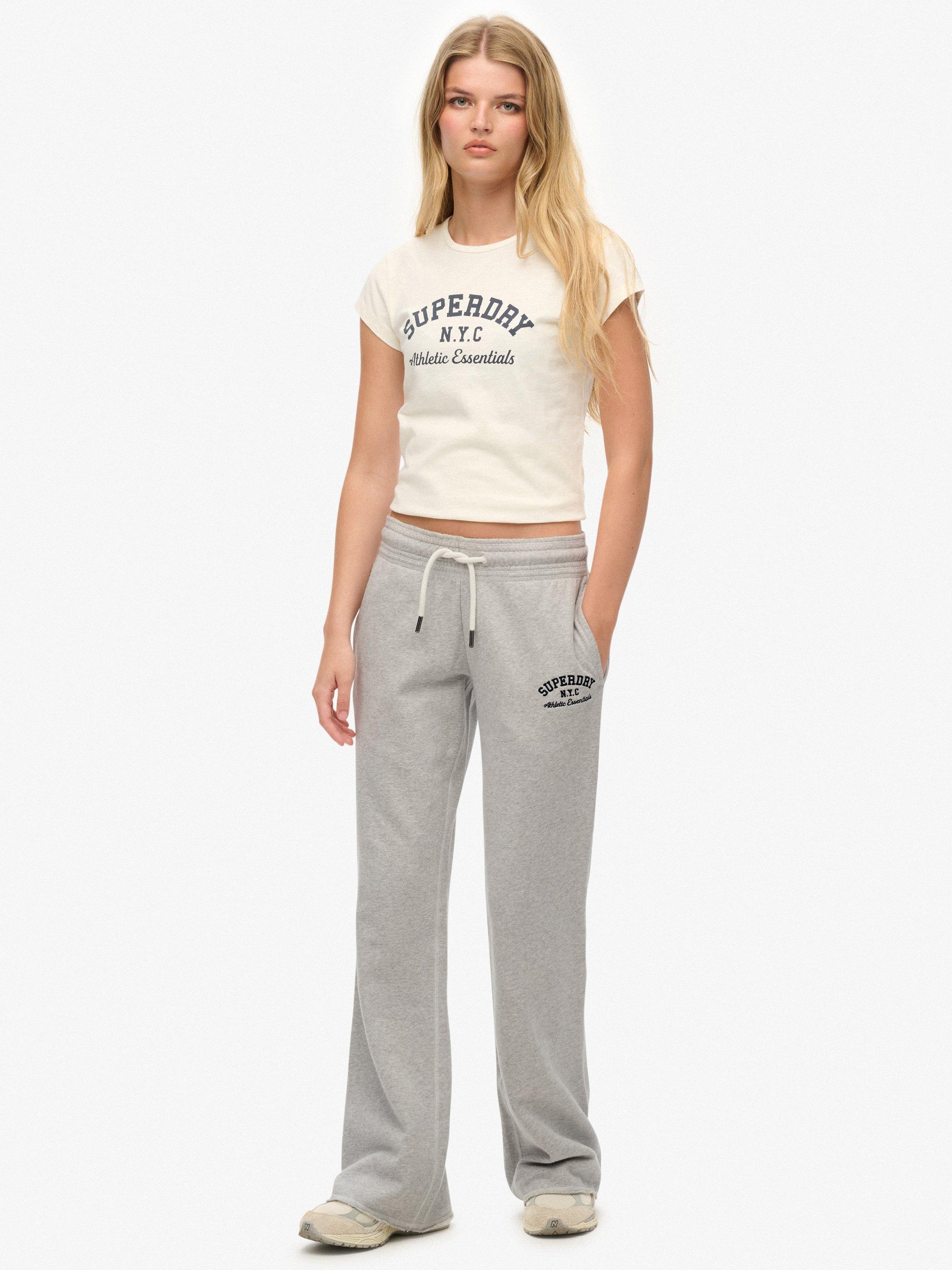 Product image 1 of 7, which shows Superdry Athletic Embroidered Flare Joggers, Glacier Grey Marl, 6