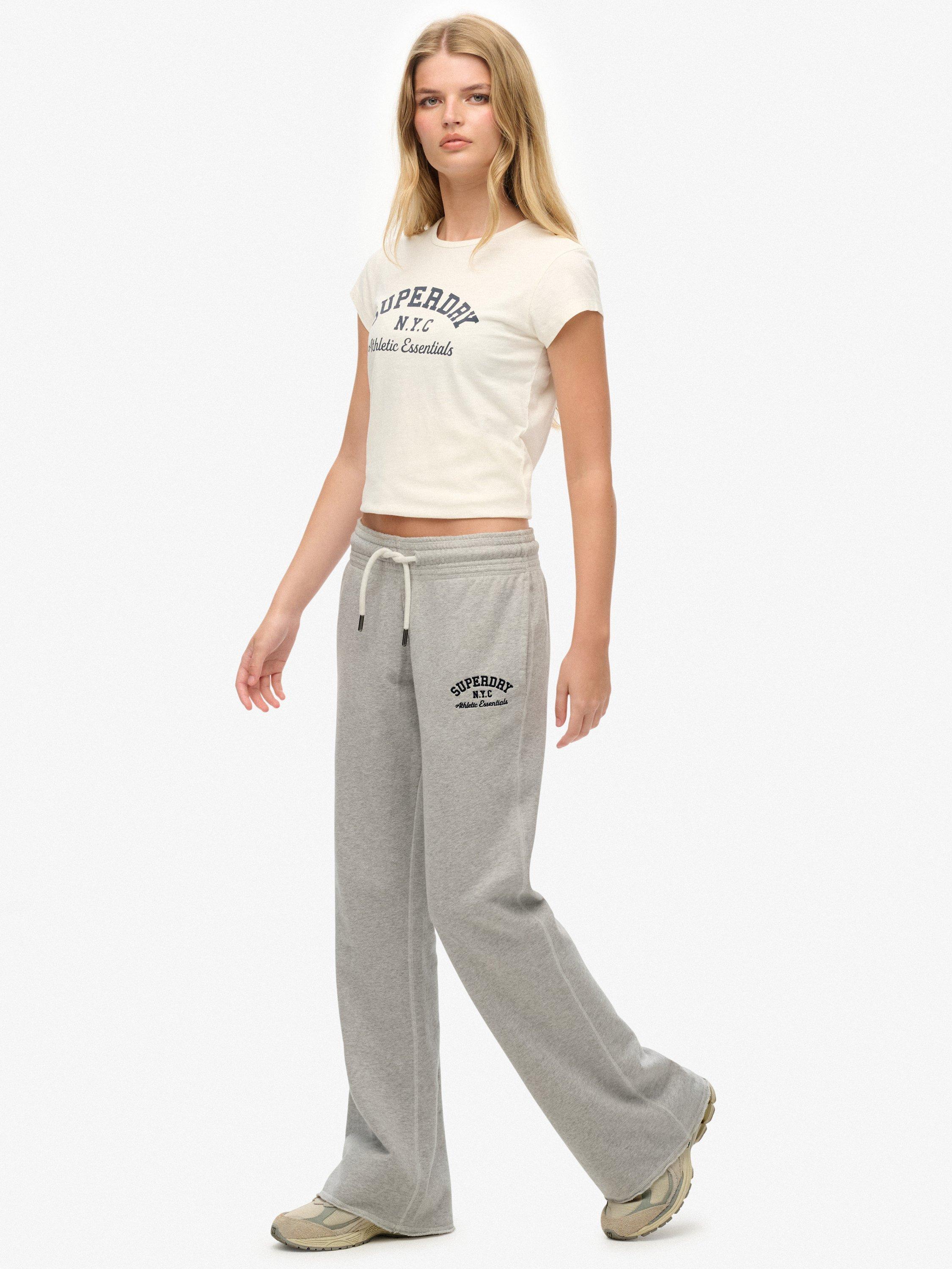 Product image 3 of 7, which shows Superdry Athletic Embroidered Flare Joggers, Glacier Grey Marl, 6