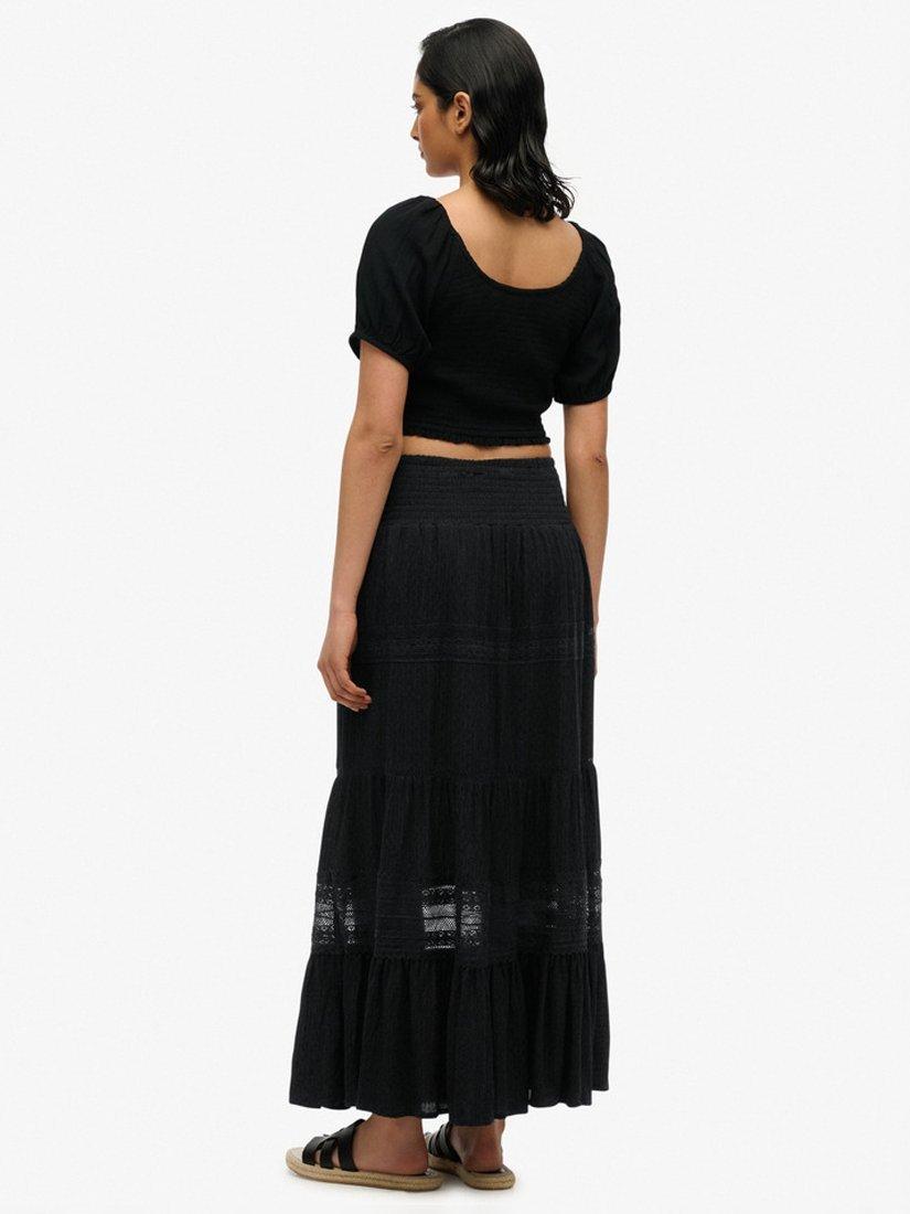 Product image 2 of 6, which shows Superdry Ibiza Maxi Skirt, Black, 6
