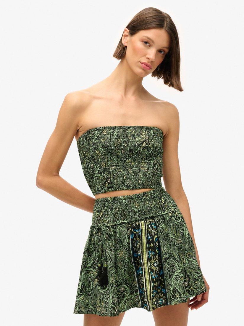 Product image 1 of 6, which shows Superdry St Tropez Paisley Mini Skirt, Green Leaf, 6
