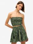 Superdry St Tropez Paisley Mini Skirt, Green Leaf