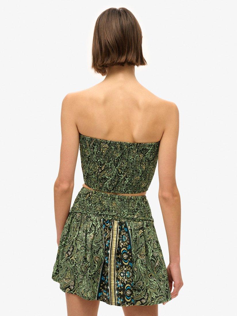 Product image 2 of 6, which shows Superdry St Tropez Paisley Mini Skirt, Green Leaf, 6