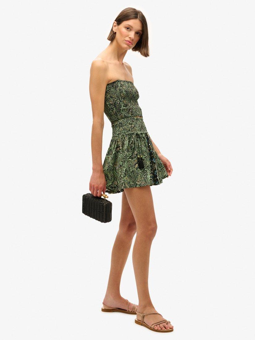 Product image 3 of 6, which shows Superdry St Tropez Paisley Mini Skirt, Green Leaf, 6