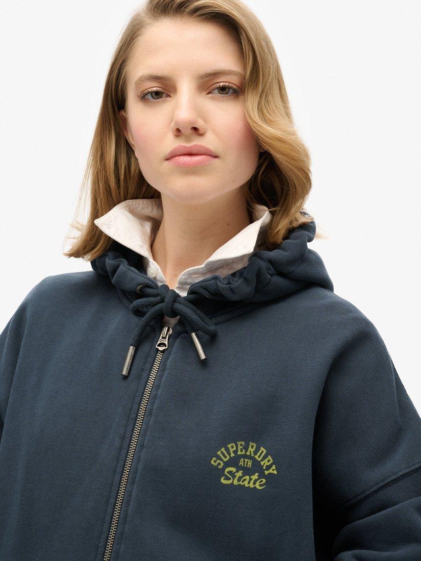 Product image 4 of 6, which shows Superdry Athletic Essentials Oversized Hoodie, Blueberry Navy, 6