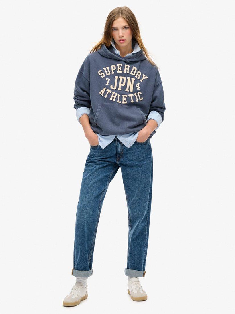 Product image 3 of 6, which shows Superdry Athletic Essentials Applique Oversized Hoodie, Mariner Navy, 6